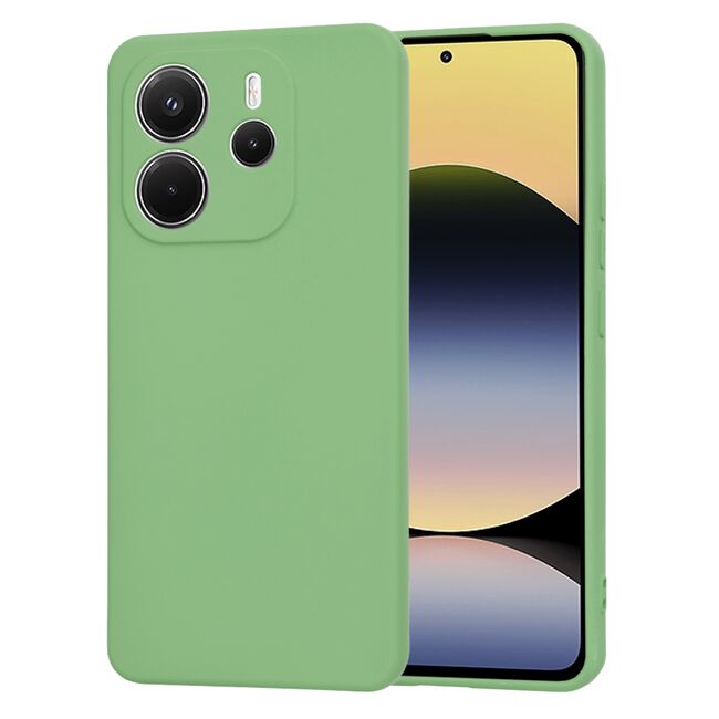 Husa pentru  Xiaomi Redmi Note 14 4G Liquid Silicone, subțire, captusita cu microfibra, anti amprentă, protectie cameră foto, Verde deschis