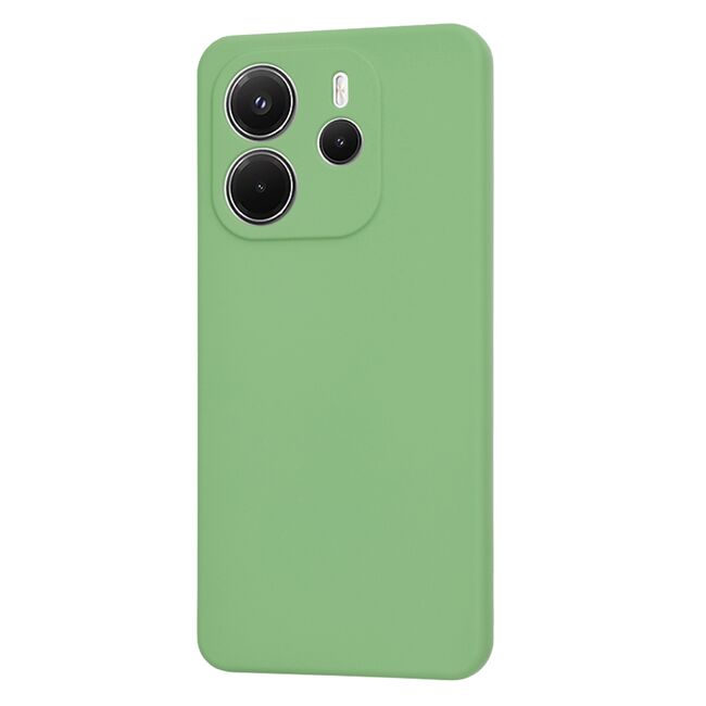 Husa pentru  Xiaomi Redmi Note 14 4G Liquid Silicone, subțire, captusita cu microfibra, anti amprentă, protectie cameră foto, Verde deschis