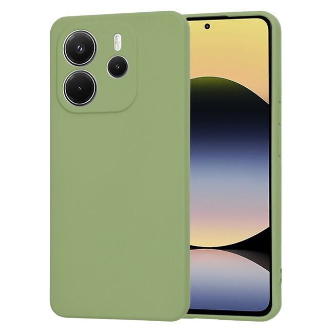 Husa pentru  Xiaomi Redmi Note 14 4G Liquid Silicone, subțire, captusita cu microfibra, anti amprentă, protectie cameră foto, Verde