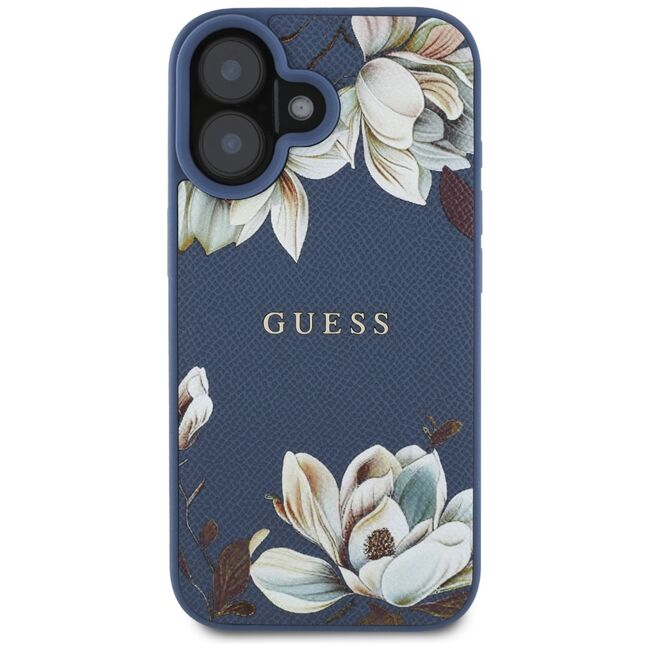 Husa premium pentru  iPhone 16 compatibila MagSafe Guess Luxury Series - Albastru