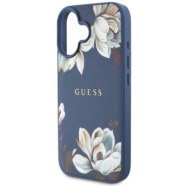 Husa premium pentru  iPhone 16 compatibila MagSafe Guess Luxury Series - Albastru