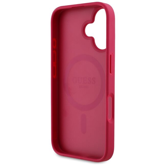 Husa premium pentru  iPhone 16 compatibila MagSafe Guess Luxury Series - Fucsia