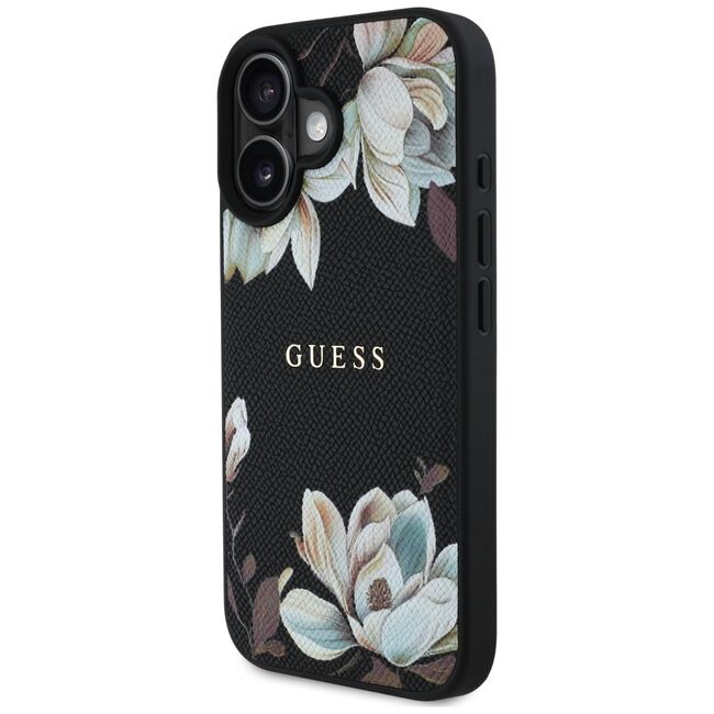 Husa premium pentru  iPhone 16 compatibila MagSafe Guess Luxury Series - Negru print
