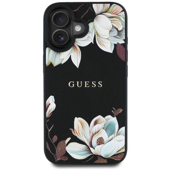 Husa premium pentru  iPhone 16 compatibila MagSafe Guess Luxury Series - Negru print