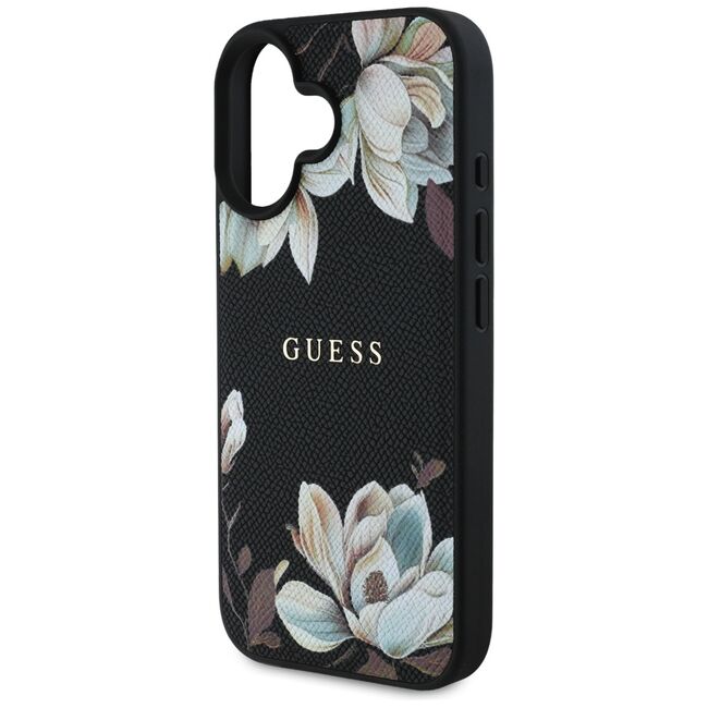 Husa premium pentru  iPhone 16 compatibila MagSafe Guess Luxury Series - Negru print