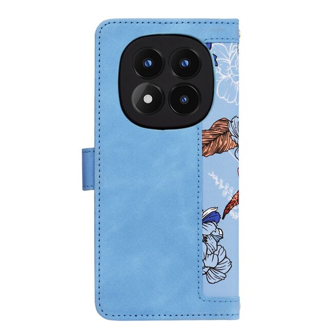 Husa tip carte pentru  Xiaomi Redmi Note 14 Pro 4G, functie stand si port carduri, Albastru