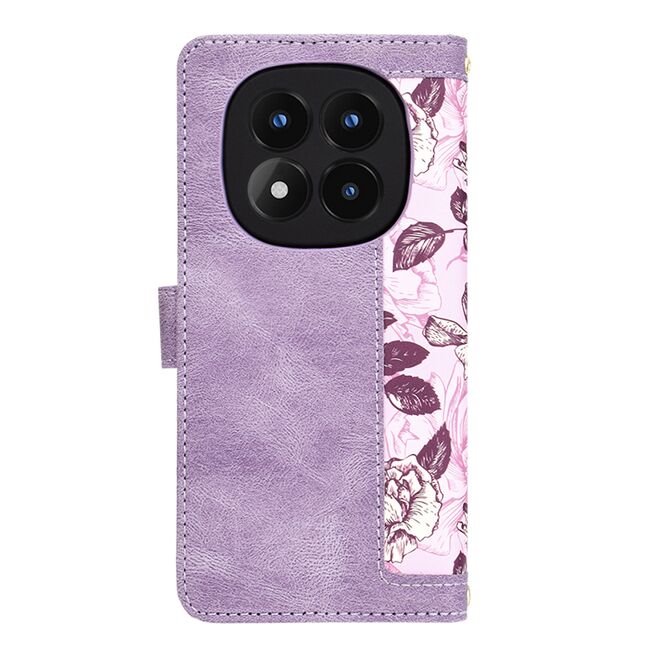 Husa tip carte pentru  Xiaomi Redmi Note 14 Pro 4G, functie stand si port carduri, Mov