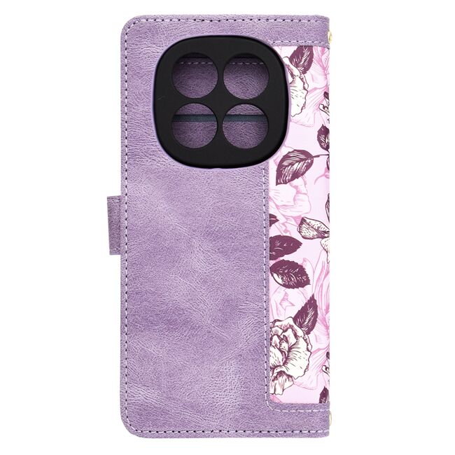 Husa tip carte pentru  Xiaomi Redmi Note 14 Pro 4G, functie stand si port carduri, Mov