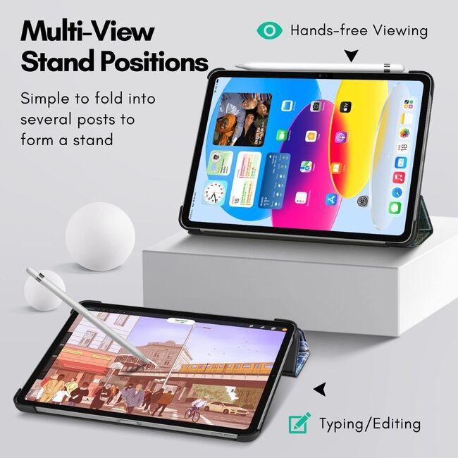 Husa pentru iPad 11 2025 tip stand functie sleep/wake-up, protectie 360 - starry night