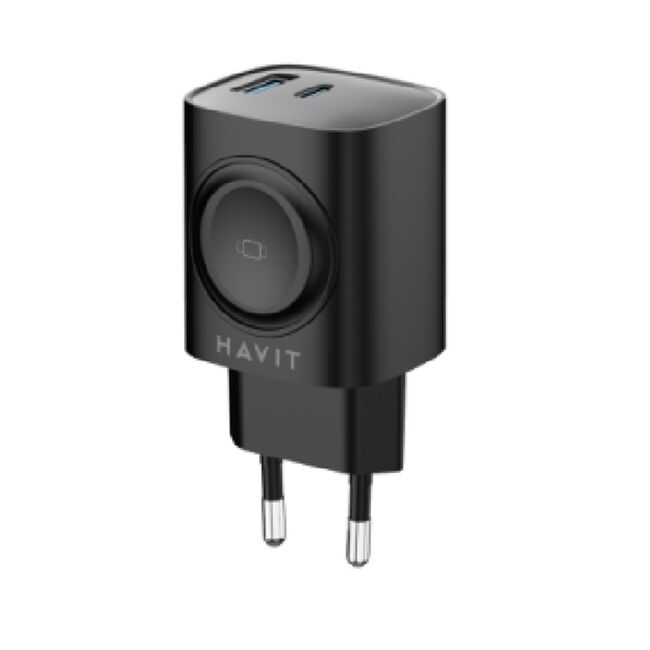 Incarcator priza 1 x USB, 1 x USB Type-C, Wireless Watch Havit 22W UC132 EU, negru