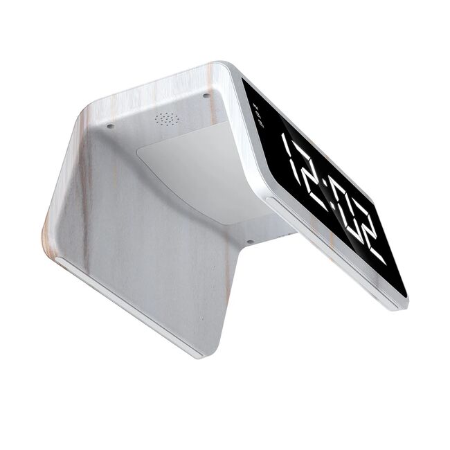 Incarcator wireless cu ceas digital RGB LED 15W Havit W320, marble
