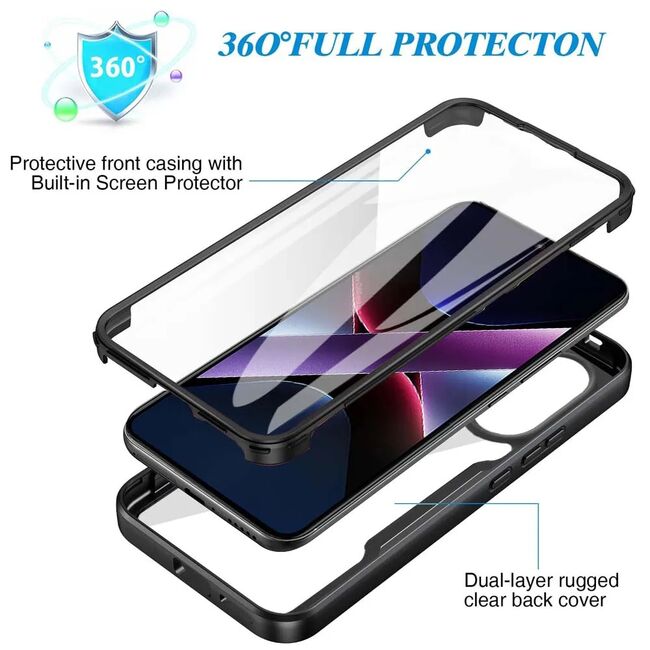 Pachet 360: Husa cu folie integrata pentru  Poco X7 Pro Cover360 fata / spate - Mov
