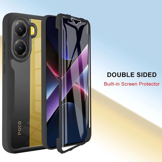 Pachet 360: Husa cu folie integrata pentru  Poco X7 Pro Cover360 fata / spate - Negru
