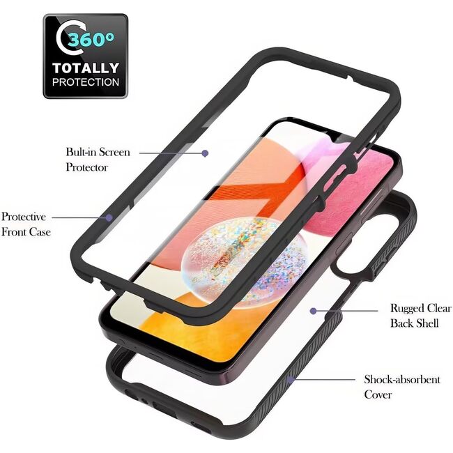 Pachet 360: Husa cu folie integrata Samsung Galaxy A56 / A36 5G Defense 360 - negru / transparent