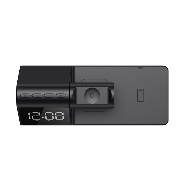 Statie incarcare wireless 15W 3 in 1 cu ceas digital si alarma Havit W3042, negru