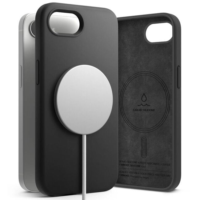 Husa pentru iPhone 16e RINGKE SILICONE MAGNETIC MAGSAFE - negru