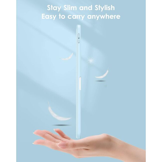 Husa pentru iPad 11 2025 11 inch Soft Shell cu functie wake-up/sleep si compartiment pentru Apple Pen, tip stand, protectie 360, sky blue