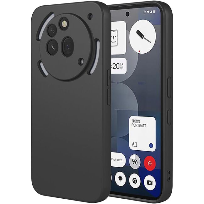 Husa pentru  Nothing Phone (3a) Pro Liquid Silicone, subțire, captusita cu microfibra, anti amprentă, protectie cameră foto, Negru