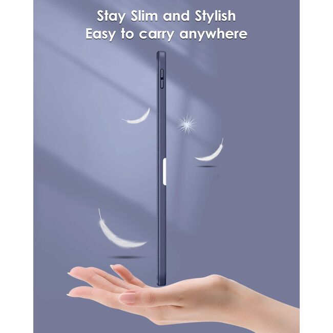Husa pentru iPad 11 2025 11 inch Soft Shell cu functie wake-up/sleep si compartiment pentru Apple Pen, tip stand, protectie 360, navy blue