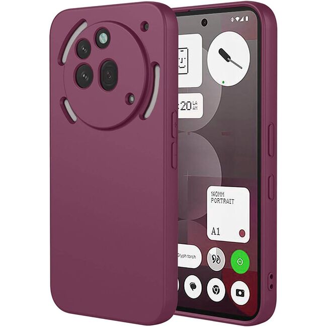 Husa pentru  Nothing Phone (3a) Pro Liquid Silicone, subțire, captusita cu microfibra, anti amprentă, protectie cameră foto, Bordeaux