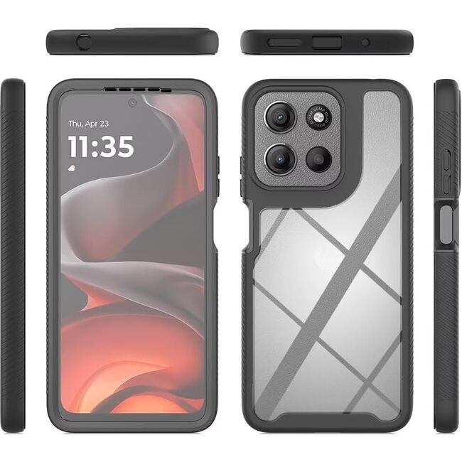 Pachet 360: Husa cu folie integrata pentru Motorola Moto G15 / Moto G15 Power / Moto E15 / Moto G05 fata-spate Defense360 - negru