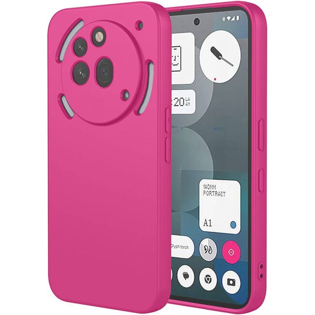 Husa pentru  Nothing Phone (3a) Pro Liquid Silicone, subțire, captusita cu microfibra, anti amprentă, protectie cameră foto, Fucsia