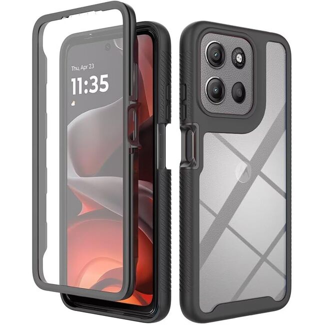 Pachet 360: Husa cu folie integrata pentru Motorola Moto G15 / Moto G15 Power / Moto E15 / Moto G05 fata-spate Defense360 - negru