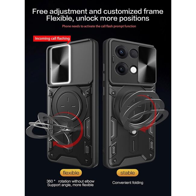 Husa pentru  Oppo Reno 13 cu protecție pentru cameră și suport magnetic integrat Ring Shockproof, Albastru