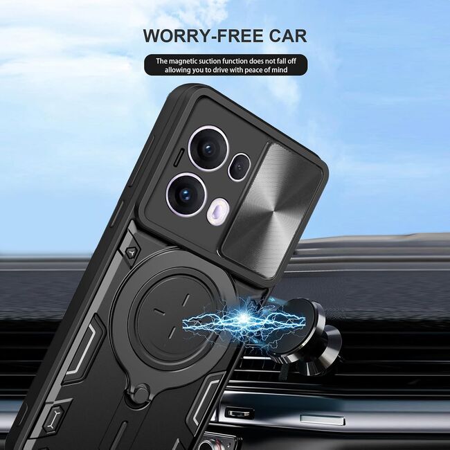 Husa pentru  Oppo Reno 13 Pro cu protecție pentru cameră și suport magnetic integrat Ring Shockproof, Albastru