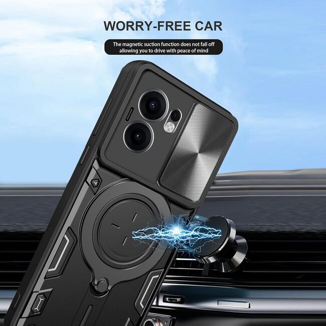 Husa pentru  Oppo Reno 13F, 13FS 4G, 5G cu protecție pentru cameră și suport magnetic integrat Ring Shockproof, Roz