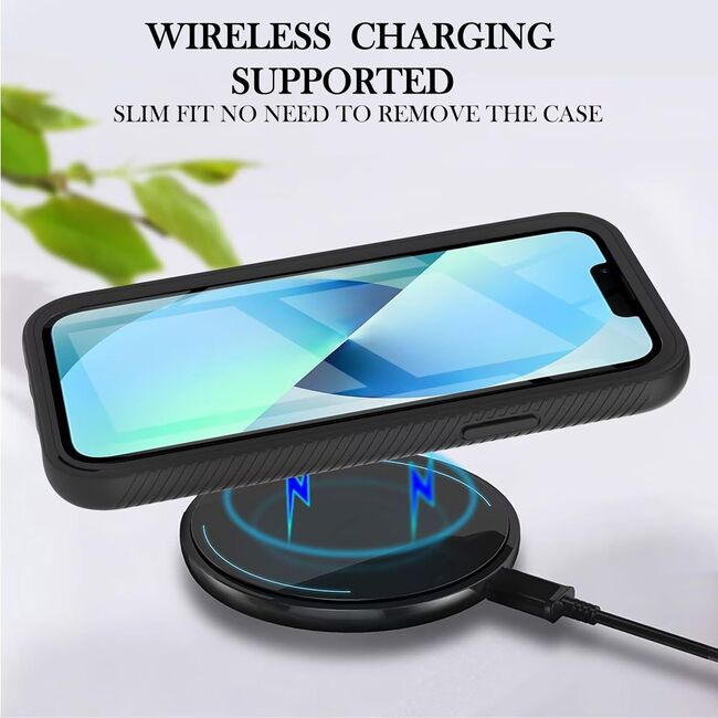 Pachet 360: Husa cu folie integrata pentru Motorola Moto G15 / Moto G15 Power / Moto E15 / Moto G05 fata-spate Defense360 - negru