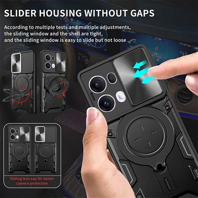 Husa pentru  Oppo Reno 13 Pro cu protecție pentru cameră și suport magnetic integrat Ring Shockproof, Albastru