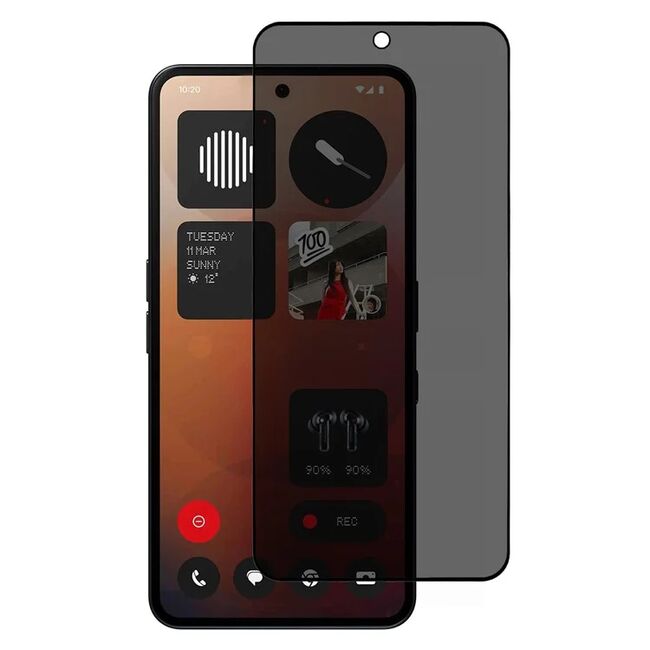 Folie din sticla privacy pentru Nothing Phone (3a) GLASS PRO+, margini negre