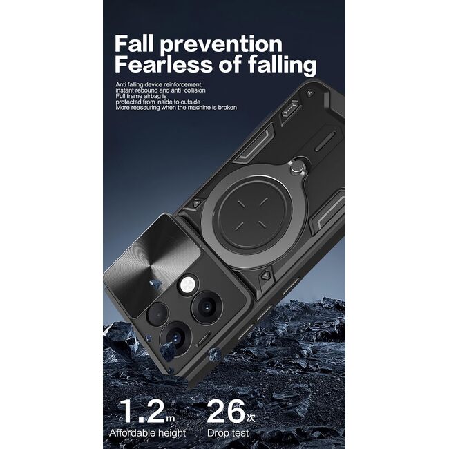 Husa pentru  Oppo Reno 13 cu protecție pentru cameră și suport magnetic integrat Ring Shockproof, Roz
