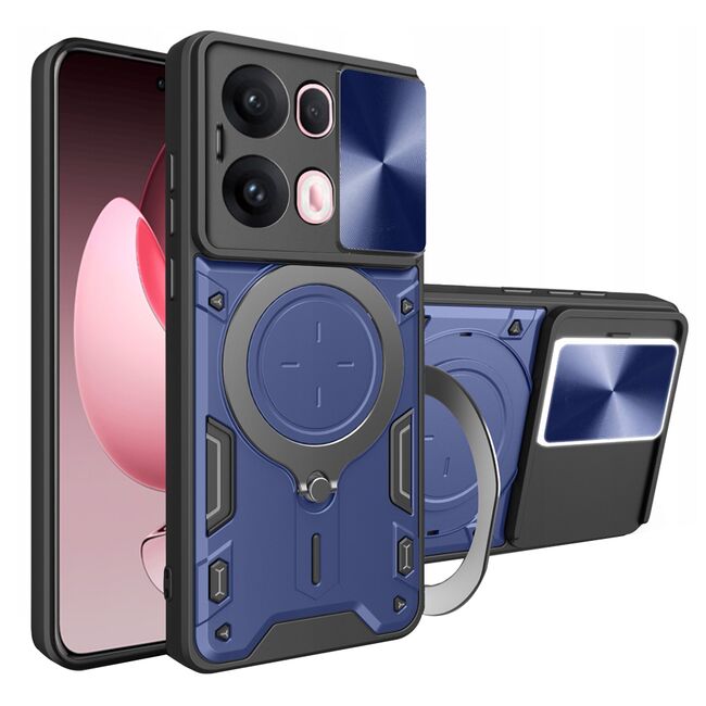 Husa pentru  Oppo Reno 13 Pro cu protecție pentru cameră și suport magnetic integrat Ring Shockproof, Albastru