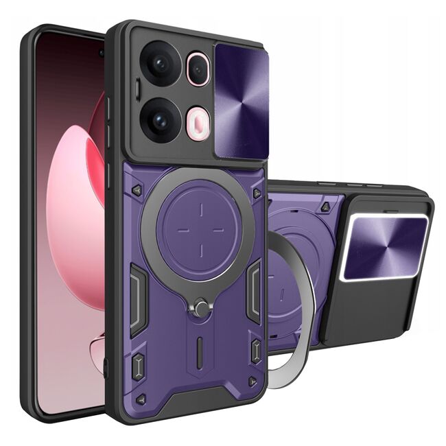 Husa pentru  Oppo Reno 13 Pro cu protecție pentru cameră și suport magnetic integrat Ring Shockproof, Mov