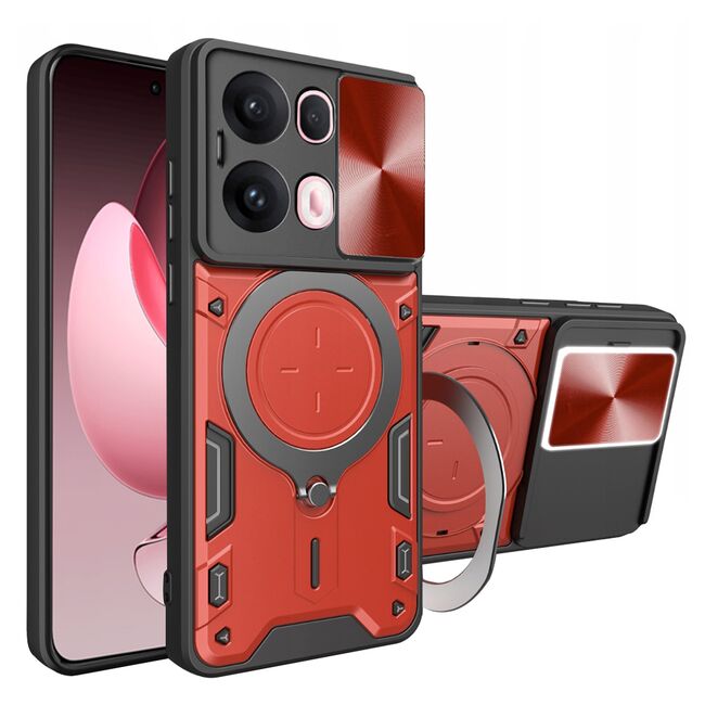 Husa pentru  Oppo Reno 13 Pro cu protecție pentru cameră și suport magnetic integrat Ring Shockproof, Rosu