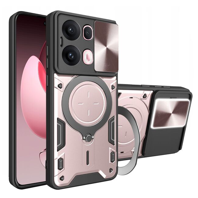 Husa pentru  Oppo Reno 13 Pro cu protecție pentru cameră și suport magnetic integrat Ring Shockproof, Roz