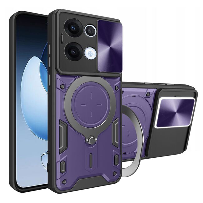 Husa pentru  Oppo Reno 13 cu protecție pentru cameră și suport magnetic integrat Ring Shockproof, Mov