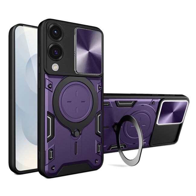 Husa pentru  Samsung Galaxy S25 Edge cu protecție pentru cameră și suport magnetic integrat Ring Shockproof, Mov