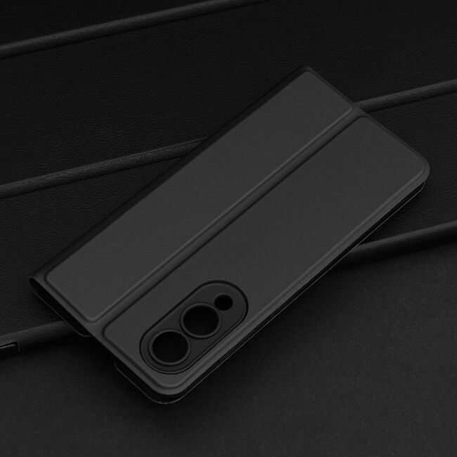 Husa pentru  Samsung Galaxy S25 Edge tip carte BookFlip, inchidere magnetica, Negru denim