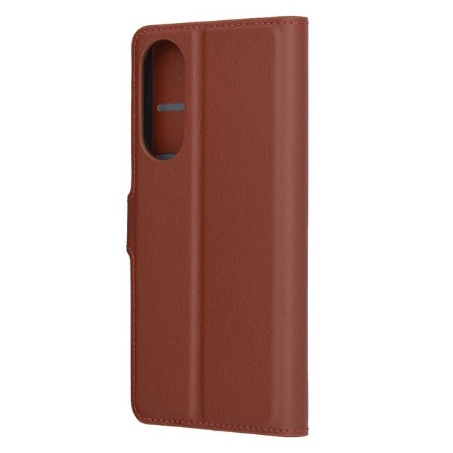 Husa pentru  Samsung Galaxy S25 Edge tip carte cu inchidere magnetica, compartimente pentru carduri si functie stand, Maro