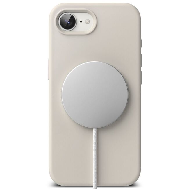 Husa pentru  iPhone 16e Ringke - Silicone Magnetic MagSafe - Crem