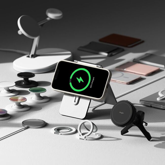 Husa pentru  iPhone 16e Ringke - Silicone Magnetic MagSafe - Crem