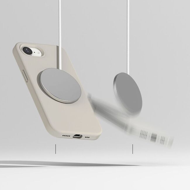 Husa pentru  iPhone 16e Ringke - Silicone Magnetic MagSafe - Crem