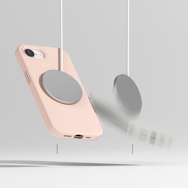 Husa pentru  iPhone 16e Ringke - Silicone Magnetic MagSafe - Roz
