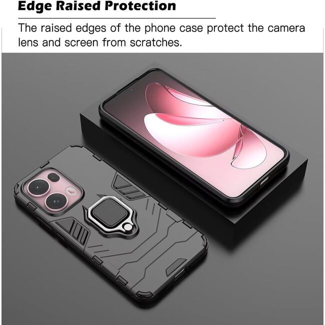 Husa pentru Oppo Reno 13 Pro cu inel Armor Kickstand Tough Rugged Cover - negru
