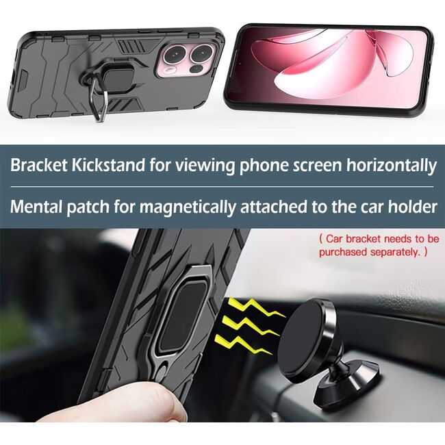 Husa pentru Oppo Reno 13 Pro cu inel Armor Kickstand Tough Rugged Cover - negru