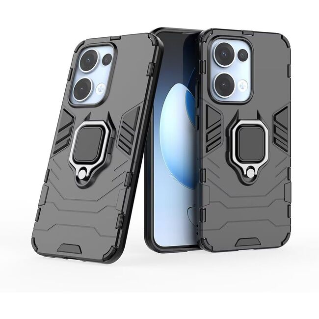 Husa pentru Oppo Reno 13 cu inel Armor Kickstand Tough Rugged Cover - negru