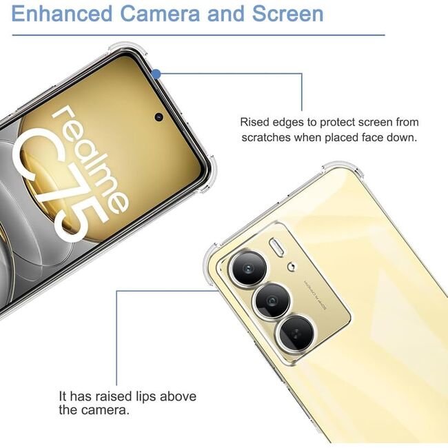 Husa pentru  Realme C75 Slim Anti-Shock 1.5mm reinforced 4 corners, Transparent